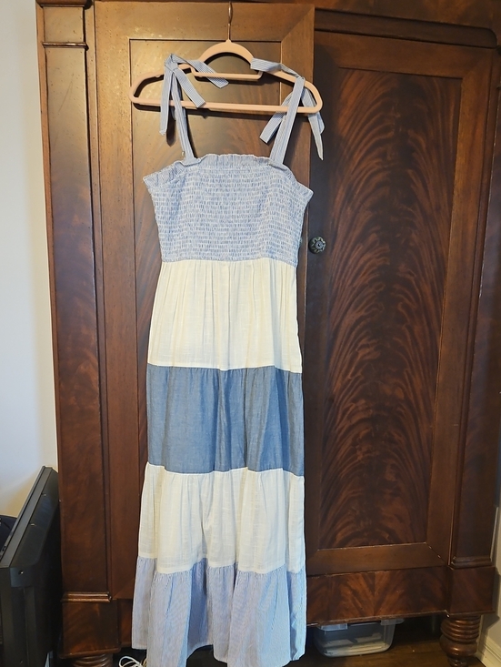 Rebellion Dresses & Skirts - Rebellion - Blue and White Striped Tiered Dress - Size Small